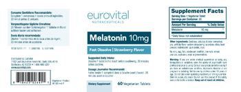 Eurovital Nutraceuticals Melatonin 10 mg Strawberry Flavor - supplement