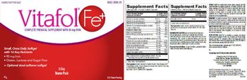 Exeltis USA Vitafol Fe+ Purple Softgel Capsule - complete prenatal supplement with 90 mg iron