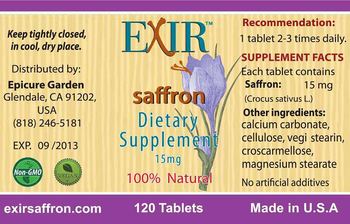 Exir Saffron 15 mg - supplement