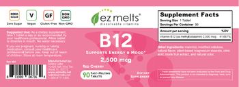 EZ Melts B12 2,500 mcg Red Cherry - supplement