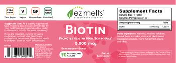 EZ Melts Biotin 5,000 mcg Strawberry Burst - supplement
