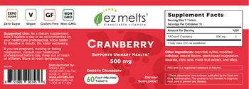 EZ Melts Cranberry 500 mg Smooth Cranberry - supplement