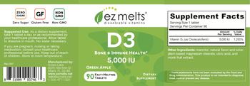 EZ Melts D3 5,000 IU Green Apple - supplement