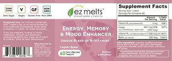 EZ Melts Energy, Memory & Mood Enhancer Cherry Berry - supplement