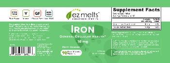 EZ Melts Iron 18 mg Zesty Orange - supplement
