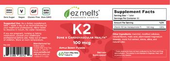 EZ Melts K2 100 mcg Apple Berry Fusion - supplement