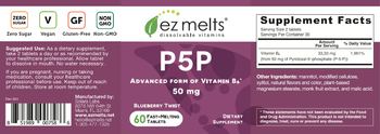 EZ Melts P5P 50 mg Blueberry Twist - supplement