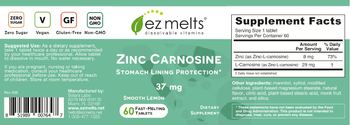 EZ Melts Zinc Carnosine 37 mg Smooth Lemon - supplement