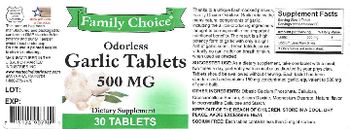 Family Choice Odorless Garlic Tablets 500 mg - supplement