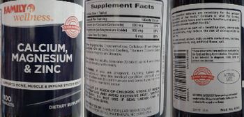 Family Wellness Calcium, Magnesium & Zinc - supplement