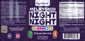 Feel Great Vitamin Co. Melatonin Night Night Gummies 5 mg - supplement