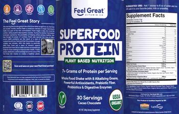 Feel Great Vitamin Co. Superfood Protein Cacao Chocolate - supplement