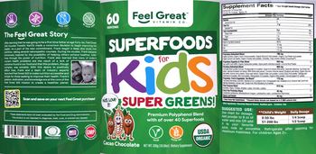 Feel Great Vitamin Co. Superfoods for Kids Super Greens! Cacao Chocolate - supplement