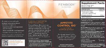 Fembody Nutrition Appetite Control 100 with Satiereal Saffron Extract - supplement