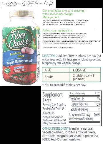 Fiber Choice Prebiotic Fiber Weight Management Strawberry - prebiotic fiber supplement