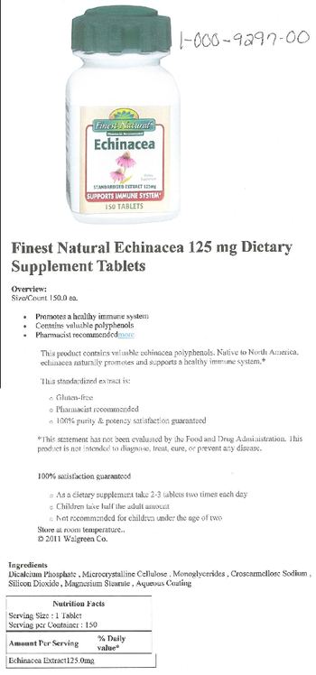 Finest Natural Echinacea Standardized Extract 125 mg - supplement