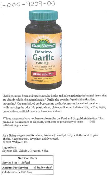 Finest Natural Odorless Garlic 1000 mg - supplement