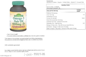 Finest Natural Omega-3 Fish Oil 1000 mg + D3 - supplement