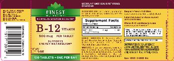 Finest Nutrition B -12 Vitamin 500 mcg - supplement