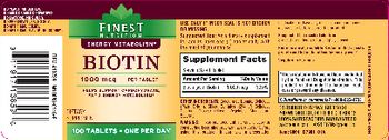 Finest Nutrition Biotin 1000 mcg - supplement