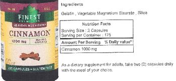 Finest Nutrition Cinnamon 1000 mg - supplement