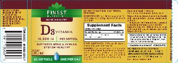 Finest Nutrition D3 Vitamin 10,000 IU - supplement