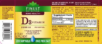 Finest Nutrition D3 Vitamin 2000 IU - supplement
