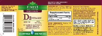 Finest Nutrition D3 Vitamin 400 IU - supplement