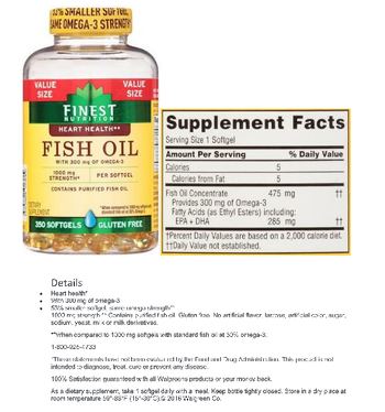 Finest Nutrition Fish Oil with 300 mg of Omega-3 - supplement