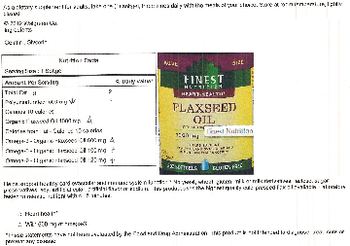 Finest Nutrition Flaxseed Oil 1000 mg - supplement
