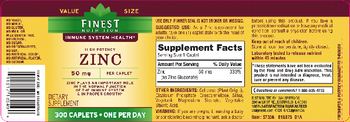 Finest Nutrition High Potency Zinc 50 mg - supplement