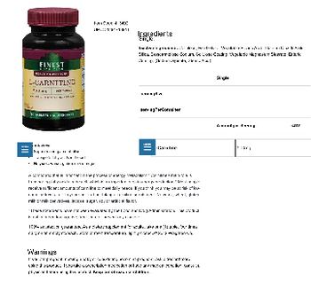 Finest Nutrition L-Carnitine 500 mg - supplement