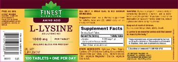 Finest Nutrition L-Lysine 1000 mg - supplement