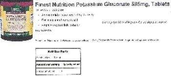 Finest Nutrition Potassium Gluconate 595 mg - 