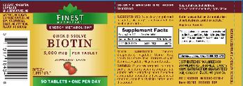 Finest Nutrition Quick Dissolve Biotin 5,000 mcg Strawberry Flavor - supplement