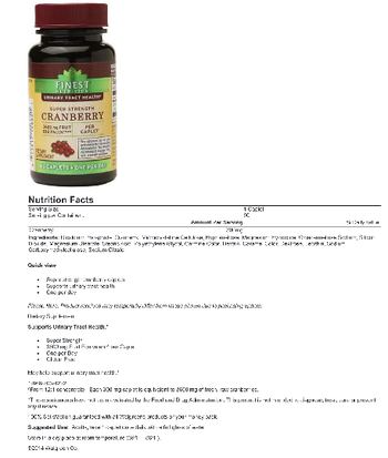 Finest Nutrition Super Strength Cranberry - supplement
