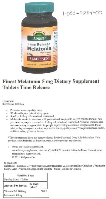 Finest Time Release Melatonin 5 mg - supplement