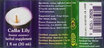 Flower Essence Services Calla Lily Flower Essence - herbal supplement