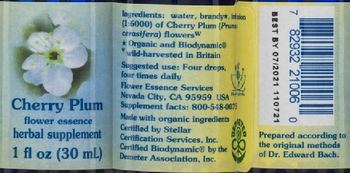 Flower Essence Services Cherry Plum Flower Essence - herbal supplement