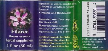 Flower Essence Services Filaree Flower Essence - herbal supplement
