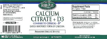 Foods Plus Calcium Citrate + D3 - supplement