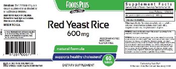 Foods Plus Red Yeast Rice 600 mg - supplement