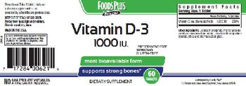 Foods Plus Vitamin D-3 1000 IU - supplement