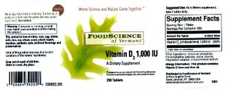 FoodScience Of Vermont Vitamin D3 1,000 IU - supplement