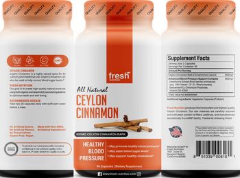 Fresh Nutrition Ceylon Cinnamon 600 mg - supplement