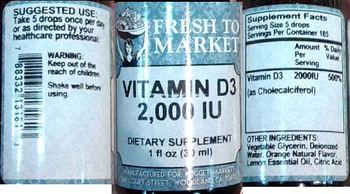Fresh To Market Vitamin D3 2,000 IU - supplement