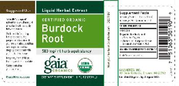 Gaia Organics Certified Organic Burdock Root - supplement