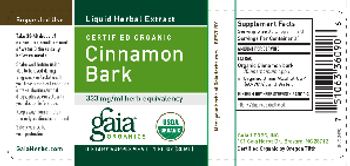 Gaia Organics Certified Organic Cinnamon Bark - supplement