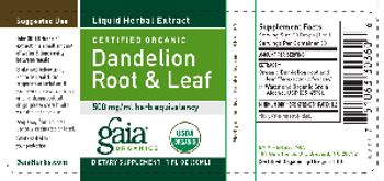Gaia Organics Certified Organic Dandelion Root & Leaf - supplement