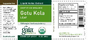 Gaia Organics Certified Organic Gotu Kola Leaf - supplement